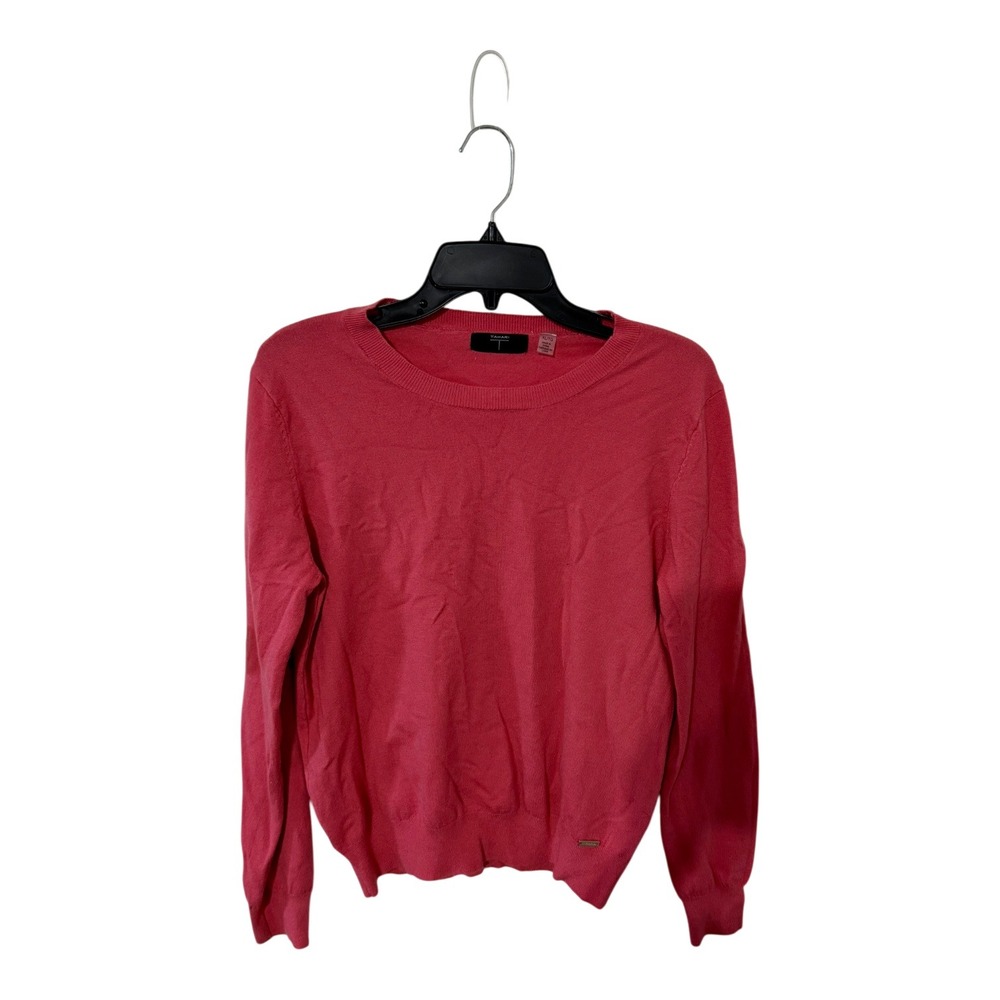 T Tahari Womens Coral Pink Crew Neck Long Sleeve Knit Sweater XL RN 93178